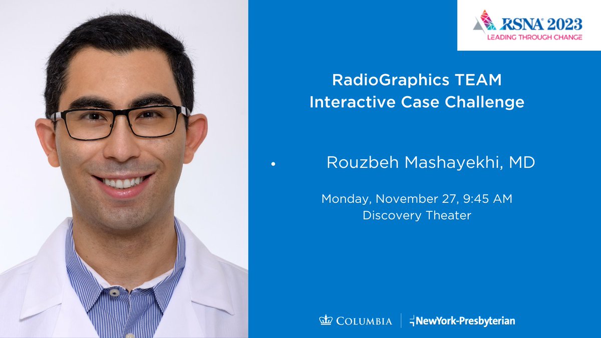Columbia Radiology (@columbiaimaging) on Twitter photo This morning at #RSNA2023! <a href="/DrRMashayekhi/">Rouzbeh Mashayekhi, MD MPH</a> co-presenting the interactive case challenge with the #RGTEAM in the Discovery Theater at 9:45 AM.
#RSNA23 <a href="/RSNA/">RSNA</a> <a href="/RadioGraphics/">RadioGraphics</a> <a href="/columbiaradres/">Columbia Radiology Residents</a> This morning at #RSNA2023! <a href="/DrRMashayekhi/">Rouzbeh Mashayekhi, MD MPH</a> co-presenting the interactive case challenge with the #RGTEAM in the Discovery Theater at 9:45 AM.
#RSNA23 <a href="/RSNA/">RSNA</a> <a href="/RadioGraphics/">RadioGraphics</a> <a href="/columbiaradres/">Columbia Radiology Residents</a>