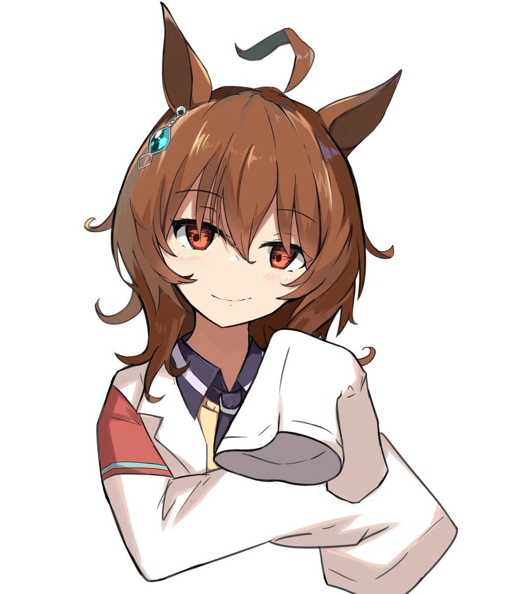 agnes tachyon (umamusume) 1girl solo animal ears horse ears sleeves past fingers sleeves past wrists ahoge  illustration images