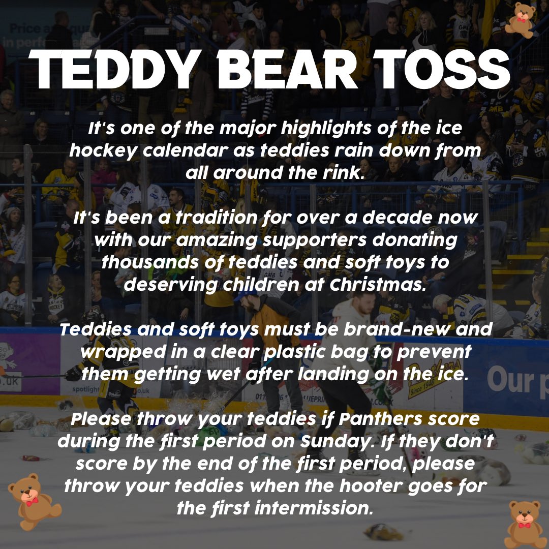 This Sunday (Panthers v Stars) is our Teddy Bear Toss game!🧸🏒

📄More info: panthers.co.uk/home/its-the-t…
🎟️Tickets: bit.ly/TheNottinghamP…