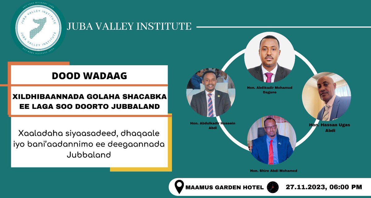 The Juba Valley Institute welcomes your participation in this informative forum.
