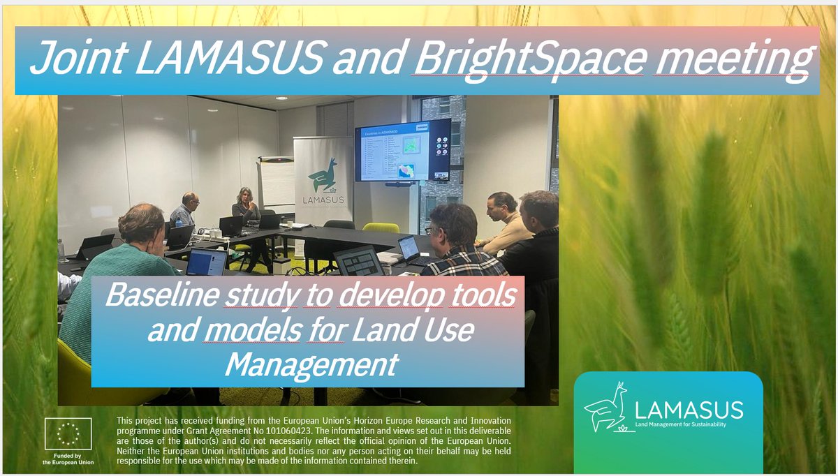LAMASUS_EU's tweet photo. Today, #LAMASUS researchers join forces with the @BrightSpaceEU team to discuss their baseline work to inform the development of tools and models for #LandUseManagement #climatemitigation https://t.co/GoofuoSYiI