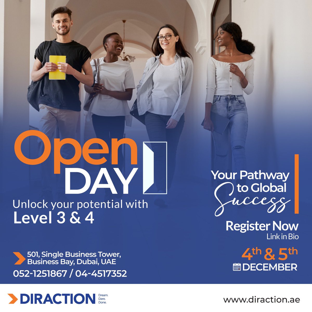 diractionae's tweet photo. Embark on an academic adventure!Explore programs, seize scholarships, and set sail with us! 
Meet our passionate counselors.
🗓️ December 4th-5th secure your spot. 
📍 501, Single Business Tower, Business Bay, Dubai. 
Don’t miss this extraordinary experience! 📚 #OPENDAY #dubai https://t.co/oM91dSS5eh