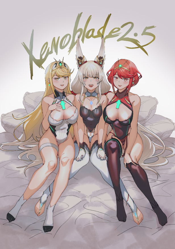 ヒカリ(ゼノブレイド2) ,nia_(blade)_(xenoblade) ,ニア(ゼノブレイド2) ,ホムラ(ゼノブレイド2) 「ゼノブレイド2.5の同人誌表紙が完成  #C103 #コミケ103 #ゼノブレイ」|kayanoyuki/デザイナーのイラスト