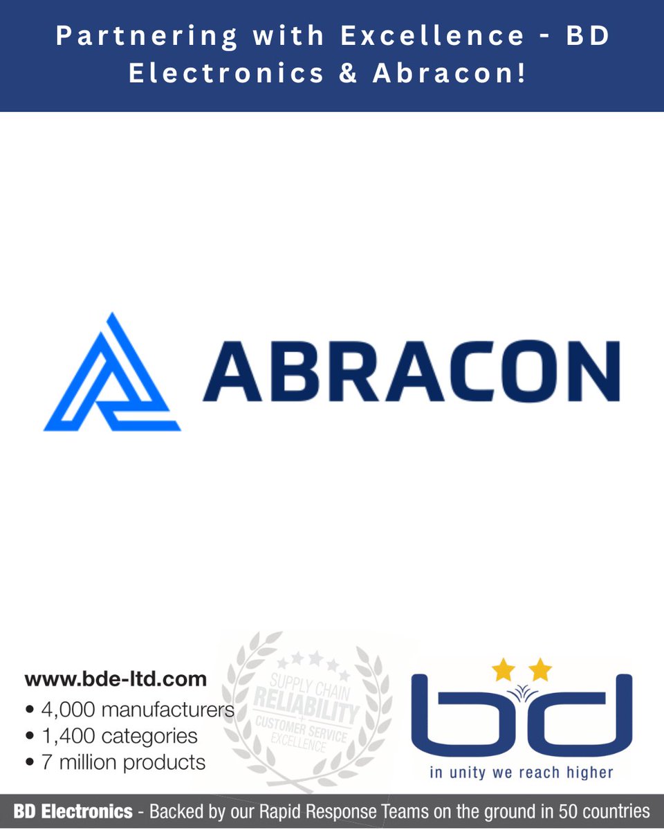 BDElectronics_'s tweet photo. 🤝⚙️ We're proud to supply products from Abracon, a leader in electronic components manufacturing. #BDElectronics #Abracon 🛠️🌟                                                                                                        🔗 Send us your RFQ now!
https://t.co/L2qg0QQsiI https://t.co/eGJTfHTUEH