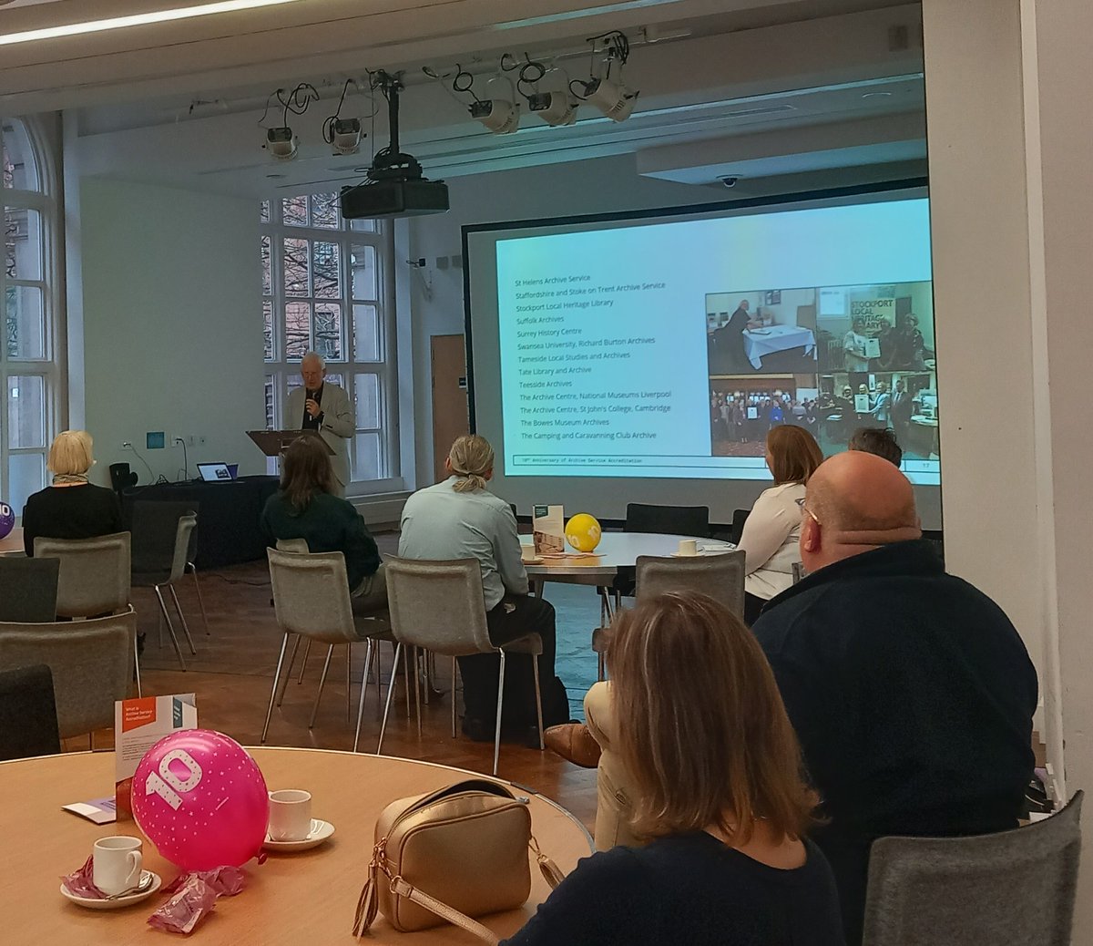 melindahaunton's tweet photo. Getting started at #ArchivesAccreditn10 Geoff Pick, chair of the Committee, is starting us off. We haven't cut the cake yet... https://t.co/cqChxAIATG