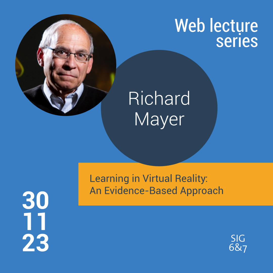 This Thursday, 17:00 CET, our next WebLecture series with @EARLISIG7 is taking place: Dr. Richard Mayer gives a talk on “Learning in Virtual Reality: An Evidence Based Approach”.

For access information check out earli.org/sig/sig-6-inst… &amp; our newsletter