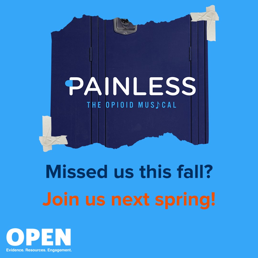 Missed the Fall tour of Painless: The Opioid Musical? Not to worry! We are touring again in the Spring! To learn more about Painless and figure out how to have us visit your school, visit here: michigan-open.org/initiatives/pa… #open #painless #theatreeducation