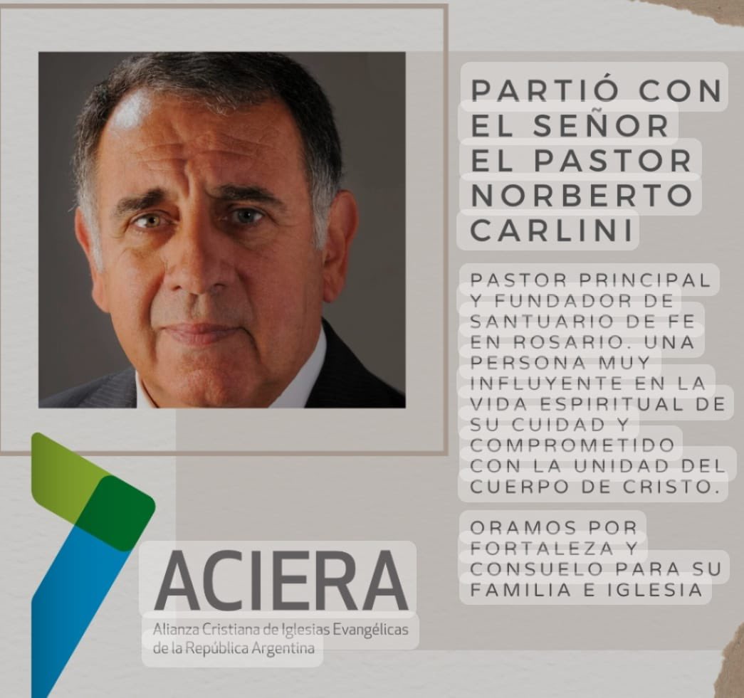 MiguelTessando1's tweet image. Pocos hombres han contribuido tanto a la construcción de ciudadanos de bien como el Pastor Norberto Carlini. Sin duda su legado continuará vivo y comprometido en cada uno de los hombres y mujeres en los que influyó con tanto amor y compromiso. Mis sinceras condolencias a su…