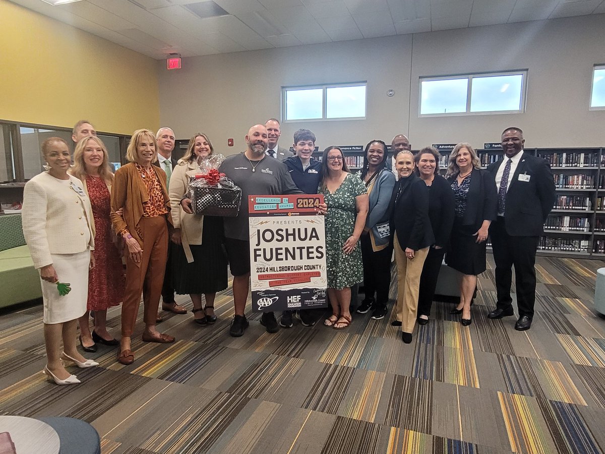 Congratulations, Joshua Fuentes! #SurprisePatrol just revealed the <a href="/HCPS_SumnerHS/">Sumner High School</a> Head Custodian is a Finalist for Instructional Support Employee of the Year for our #EIE2024 Awards on 2/1/24!🎉 Get your tickets: bit.ly/3QOz9pW.