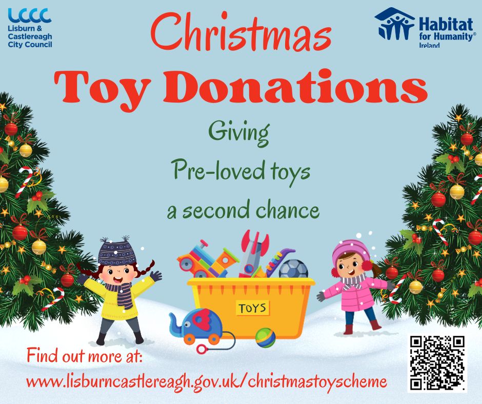 lisburnccc's tweet photo. Give Your Pre-loved Toys a New Home for Christmas
There are just a few days left for you to donate your gently-used, pre-loved toys to our Christmas Toy Scheme.
Bring them to one of our drop-off points up to Wed 13 Dec.
Find out more: at: https://t.co/cJDMrdKlmv https://t.co/7Y8TAailVL