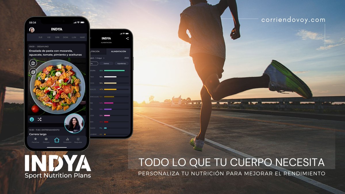 Potencia tu rendimiento deportivo con INDYA. Con esta app, cualquier deportista puede saber lo que su cuerpo necesita en cada momento para rendir al máximo y conseguir sus objetivos deportivos. Toda la info 👇 corriendovoy.com/descubre-indya/ #salud #deporte #nutricion @indyaspain