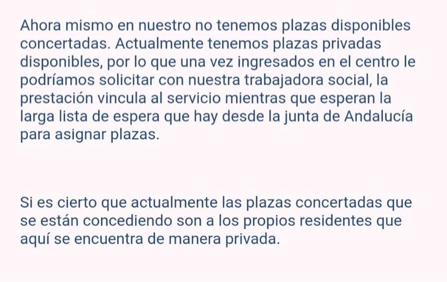 Hola <a href="/JuanMa_Moreno/">Juanma Moreno</a> y <a href="/AndaluciaJunta/">Junta de Andalucía</a>.

¿Ustedes ven normal esto en las residencias? ¿Por eso mueren tantos ancianos en sus casas solos sin haber recibido ayuda? ¿El pobre solitario no pilla residencia porque el que tiene suerte de tener familia o pensión le cubre la privada?