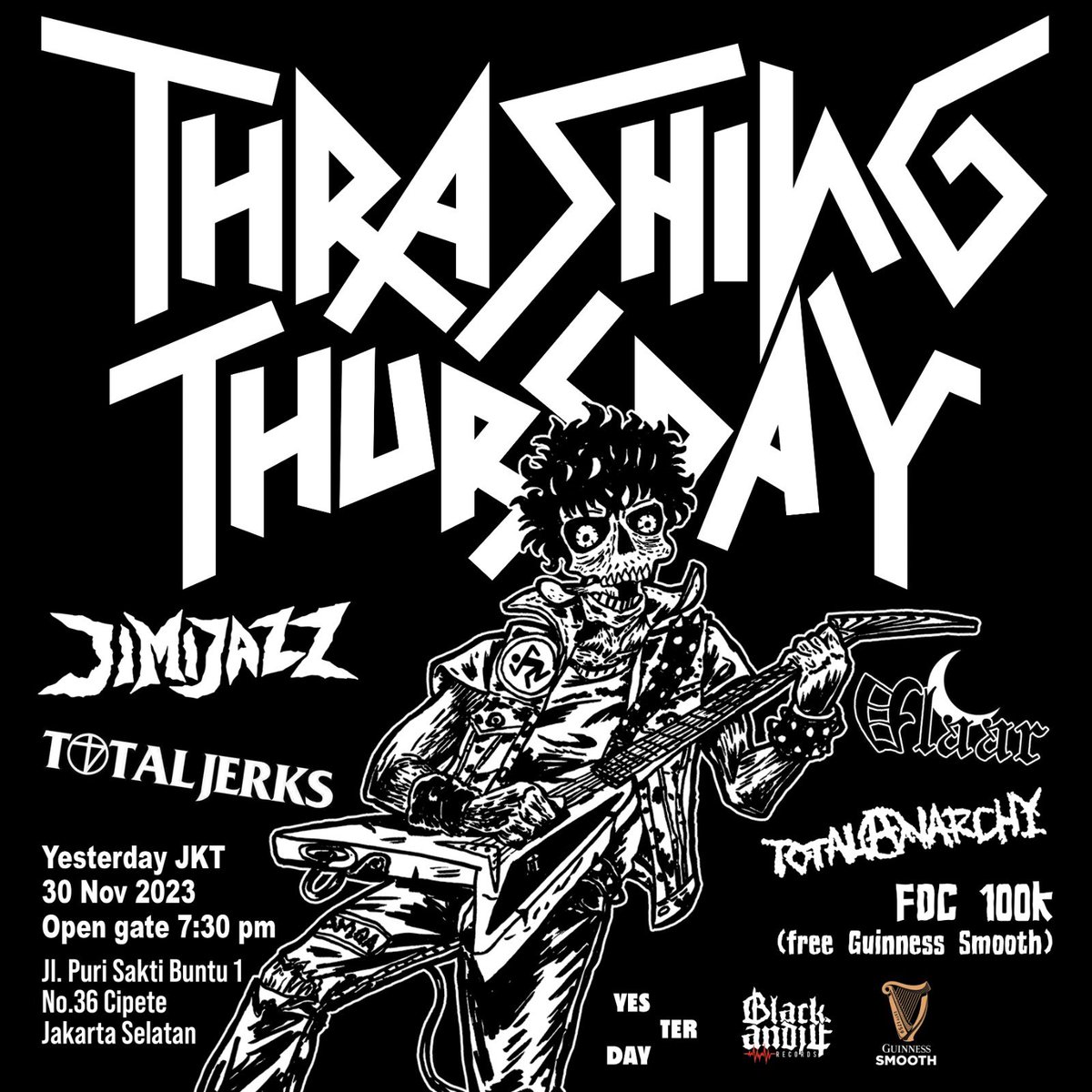 Kamis besok my Friend. #ThrashingThursday Vol 1 feat: #JimiJazz <a href="/TheTrveVlaar/">VLAAR</a> <a href="/Total__Anarchy/">Total Anarchy</a> <a href="/total_jerks80/">TOTAL JERKS</a> FDC 100k di Yesterday JKT, Cipete