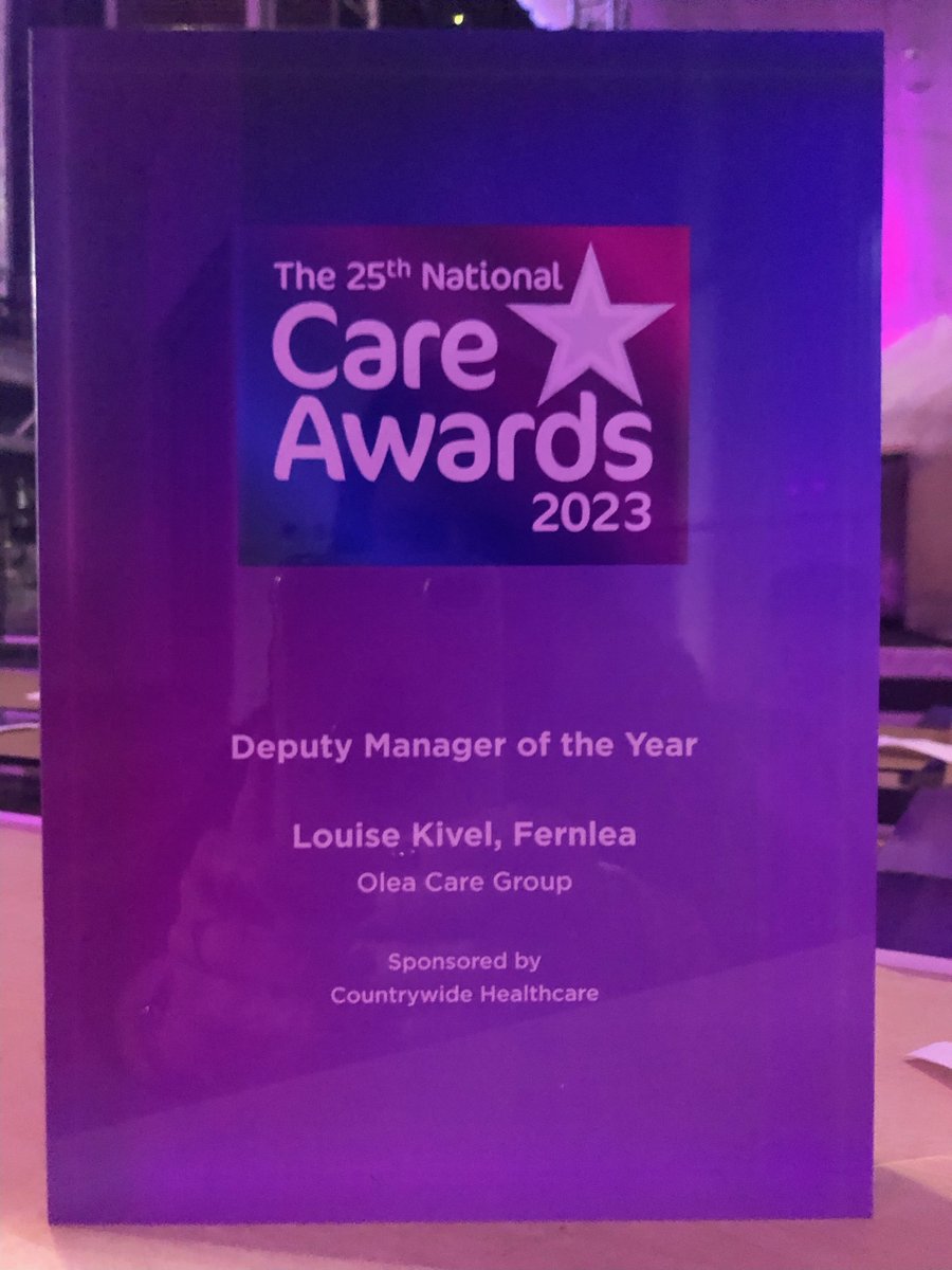 We were proud to sponsor one of the awards at The National Care Awards on Friday night. So, congratulations to Louise Kivel, Fernlea,
<a href="/GroupOlea/">Olea Care Group</a>
the winner of our #CareAwards23 Deputy Manager of the Year Award! 🎉🍾