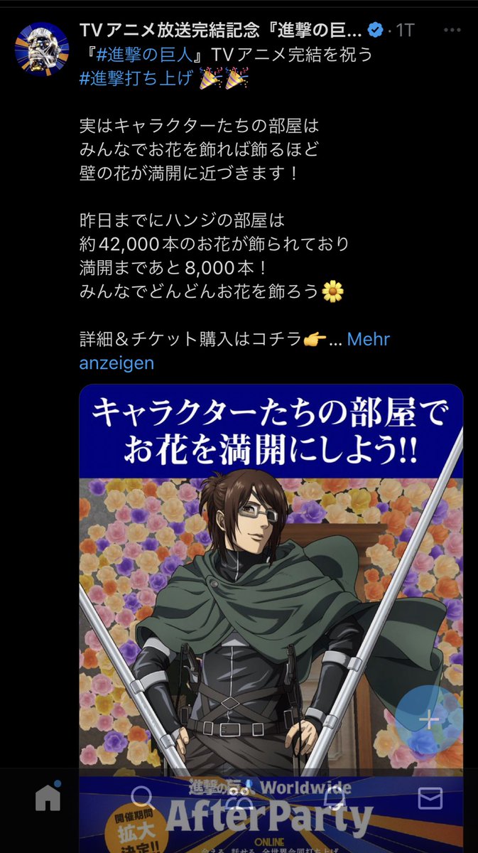Dani_Chan24's tweet photo. Each Aot After party needs 50.000flowers to be in full bloom.💐
Levi and Hanji cabins reached full bloom first💚💜 having the most fans giving them flowers💐
Hanji 42.000🌸 and got yesterday 8.000 more
Levi today 48.000🌹 and got 2.000 now
Erwin and Eren both need still 20.000🌻 https://t.co/3sdYbgTu7E