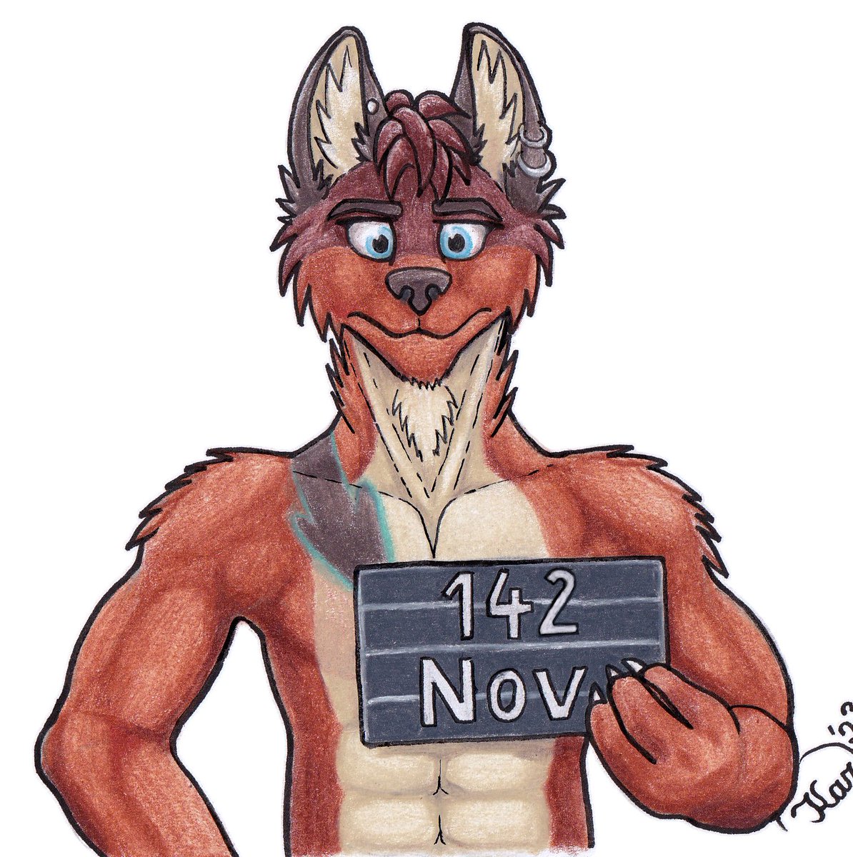 Finally drew again!

Mugshot for <a href="/nov_craft/">NovCraft 🔜 EF 🔜 EAST</a> 
#mugshot #furryart