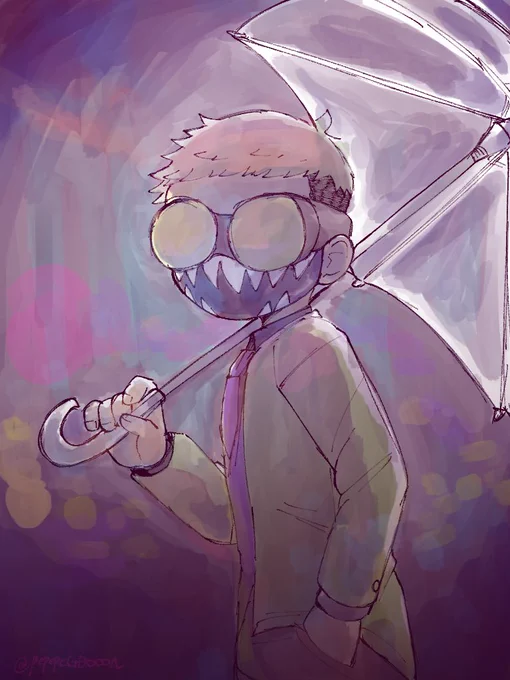 #ねるまえのらくがき北茶編 途中まで描いてた絵、色塗って供養