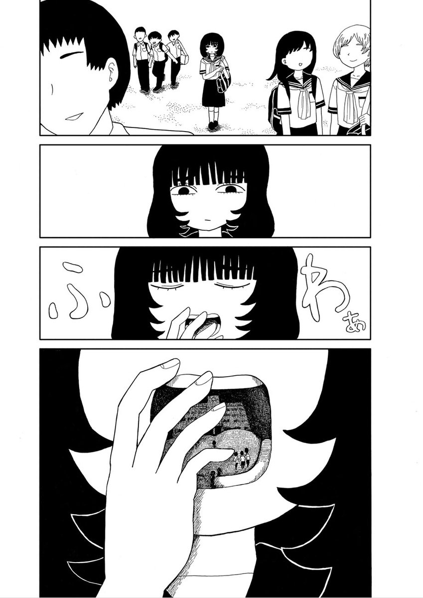 【👄心揺さぶる風吹く16p奇想短編👄】 やうやうと『くちのなか』を公開しました!  「この学校はわたしの口の中にあるから わたしはしゃべることができない。 ごめんなさい。」 期待の新鋭ふたたび。 16ページで思わぬところへ連れていく、ダイナミックで繊細な学園譚🏫