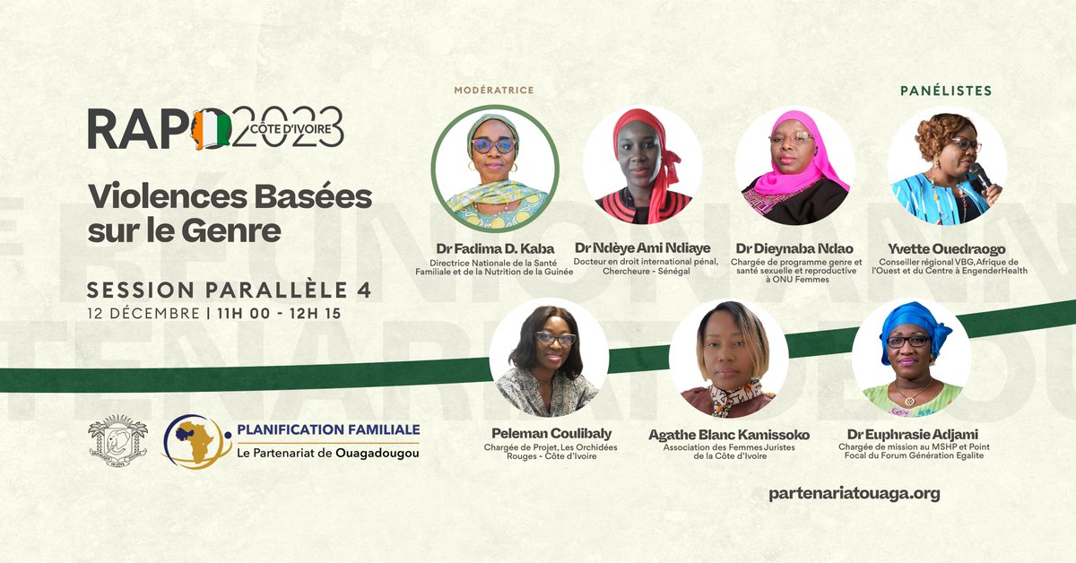 POuagaPF's tweet photo. Modérée par @kdieneyfadima, Directrice Nationale de la Santé Familiale et de la Nutrition de la Guinée, cette session nous permettra de faire le point sur les différentes formes de violence faites aux femmes et aux jeunes filles, d'évaluer leur ampleur dans la région et d'analyser les conséquences sur les victimes. Ensuite nous examinerons comment atténuer les risques liés à la survenue des #VBG et mesure de mitigation pour la prise en charge des victimes.

#RAPO2023