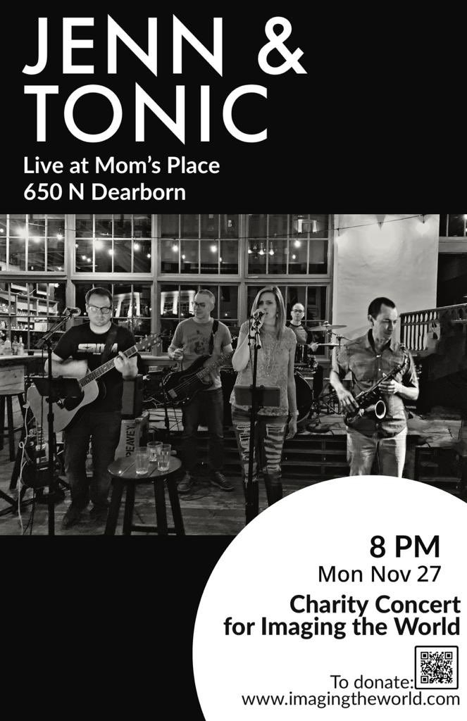 Attention #RSNA23 attendees - looking for something to do tonight after dinner? Come rock out to a great band and support a wonderful cause at the same time. Charity event by Jenn & Tonic at Mom’s Place from 8 PM onwards. Featuring @jjacobsn, in support of @imagingtheworld