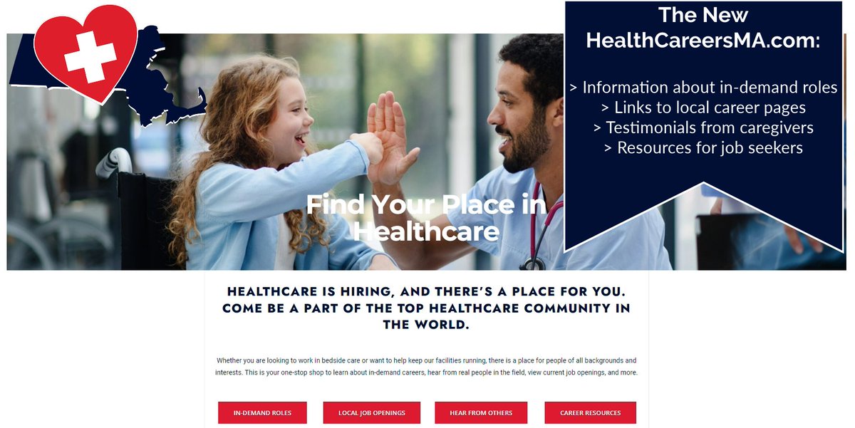 MAHealthHosp's tweet image. FIND YOUR PLACE: MHA and its members have launched a new website to connect local community members with a job in healthcare! Visit the new HealthCareersMA.com.

We are expanding our united #HealthCareersMA campaign through the rest of 2023. Check your local providers’ feeds!