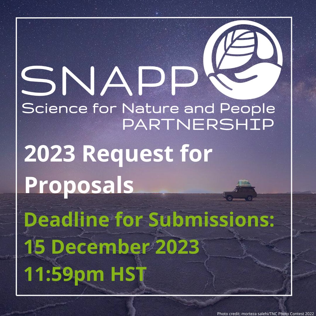 Have a problem at the intersection of people and nature you think could benefit from a SNAPP working group? The deadline for our 2023 call for proposals is two weeks away! Find out more and submit your application at awards.snappartnership.net