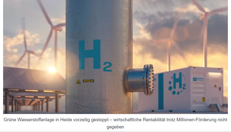 Eerste groot industrieel groene waterstof project in Duitsland wordt begraven na 3 jaar vanwege niet rendabel. Was nochtans gefinancierd met 30 miljoen € groen "klimaatgeld". Groene sprookjes duren niet lang
ndr.de/nachrichten/sc…