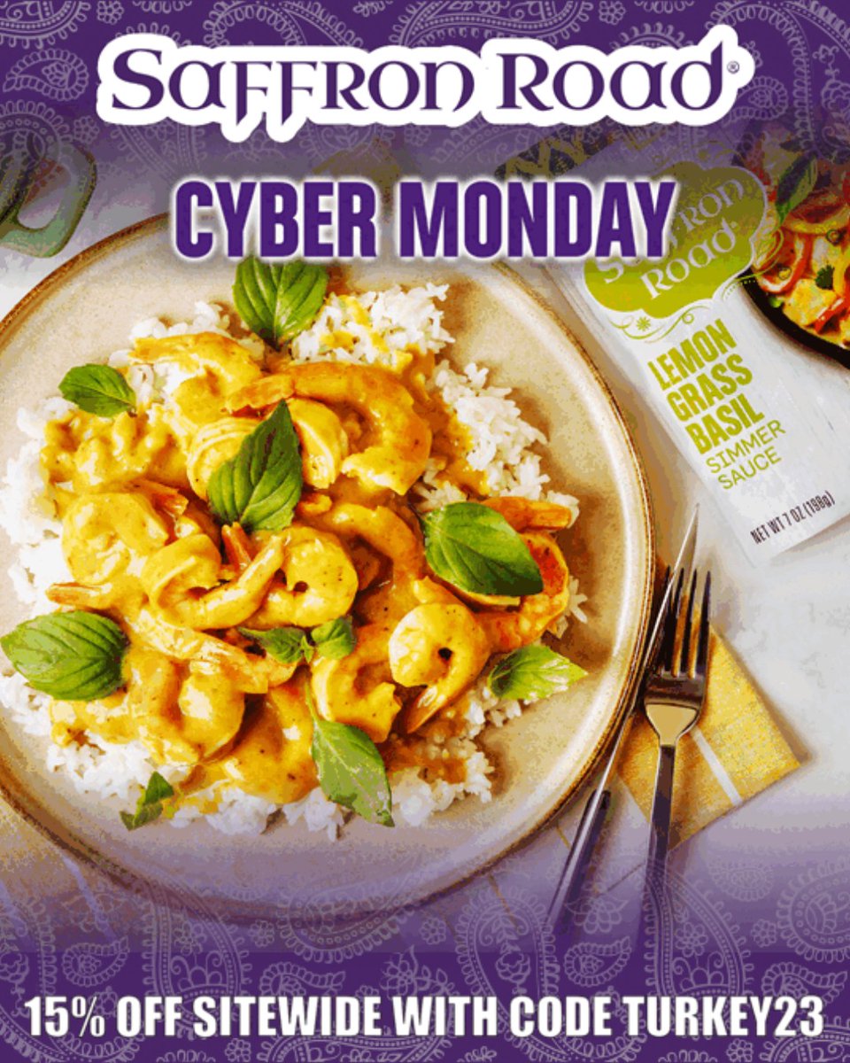 🛍️ CYBER MONDAY SALE 🛍️: Cyber Monday is here! Save 15% on every purchase at SaffronRoad.com using code TURKEY23!  Hurry, don't miss out on this incredible sale.

Click to shop: saffronroad.com/products

#SaffronRoad #CyberMonday #BCorp #JourneyToBetter