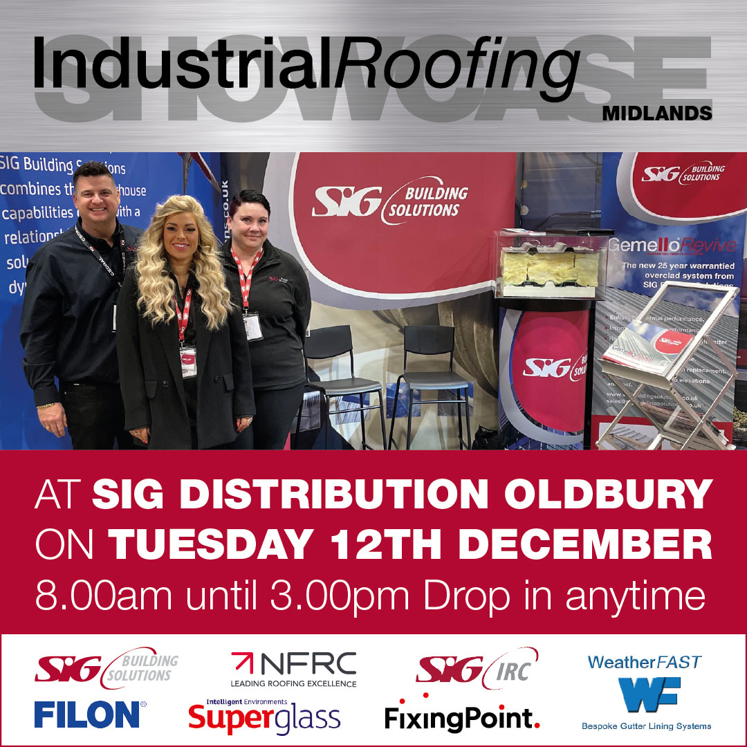 SIGBSol10's tweet photo. SIG Industrial Roofing Showcase

BIG DISCOUNTS, BIG PRODUCTS, AND FREE FOOD. YOU COMING?
SIG Distribution Oldbury Tuesday 12th December 8am - 3pm

For more information on Industrial Roofing Showcase download our itinerary flyer - https://t.co/zVWQ5RRfYx https://t.co/HfiDdhzlTE