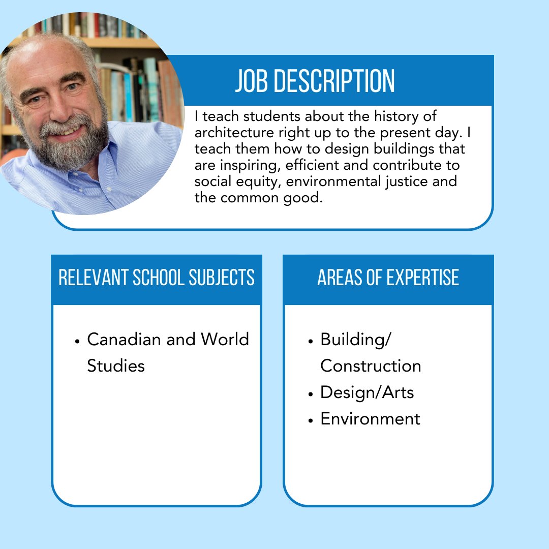 Meet one of our volunteer speakers, Rick Haldenby, Professor of Architecture at @UWaterloo EDUCATORS, learn more about booking this volunteer speaker: bepwr.ca/career-profile… #speakersbureau #waterlooregion #volunteer