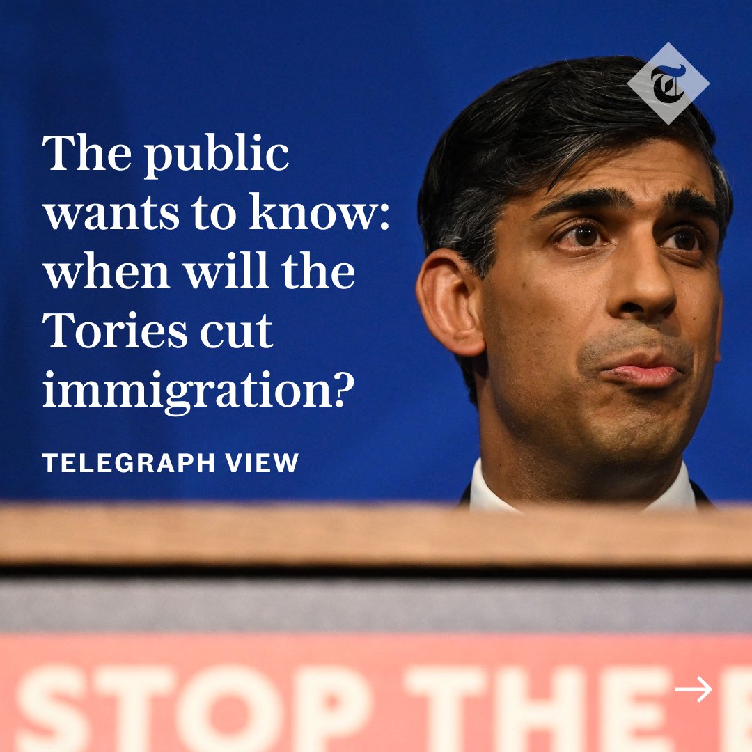 🖋 'The country is increasingly cynical about politicians who say one thing but do another

Constant pledges to reduce immigration have resulted in the largest total in our history, a huge burden on creaking public services' | The Telegraph View ⬇
telegraph.co.uk/opinion/2023/1…
