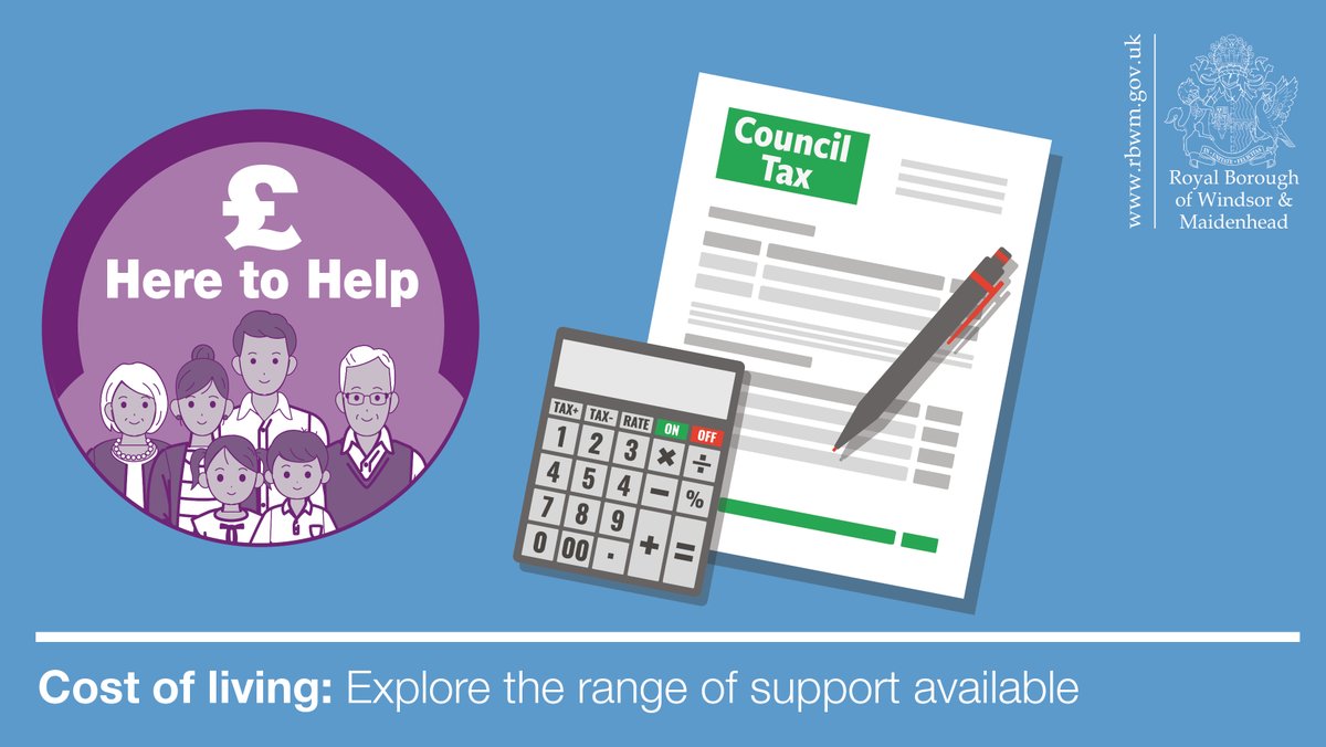 RBWM's tweet photo. 📈 If you’re struggling to pay your council tax, there may be schemes that can help. For information about exemptions, reductions and discounts visit 👉  https://t.co/pLOcS711kA  #RBWMHereToHelp https://t.co/fkuBQXC6Ud