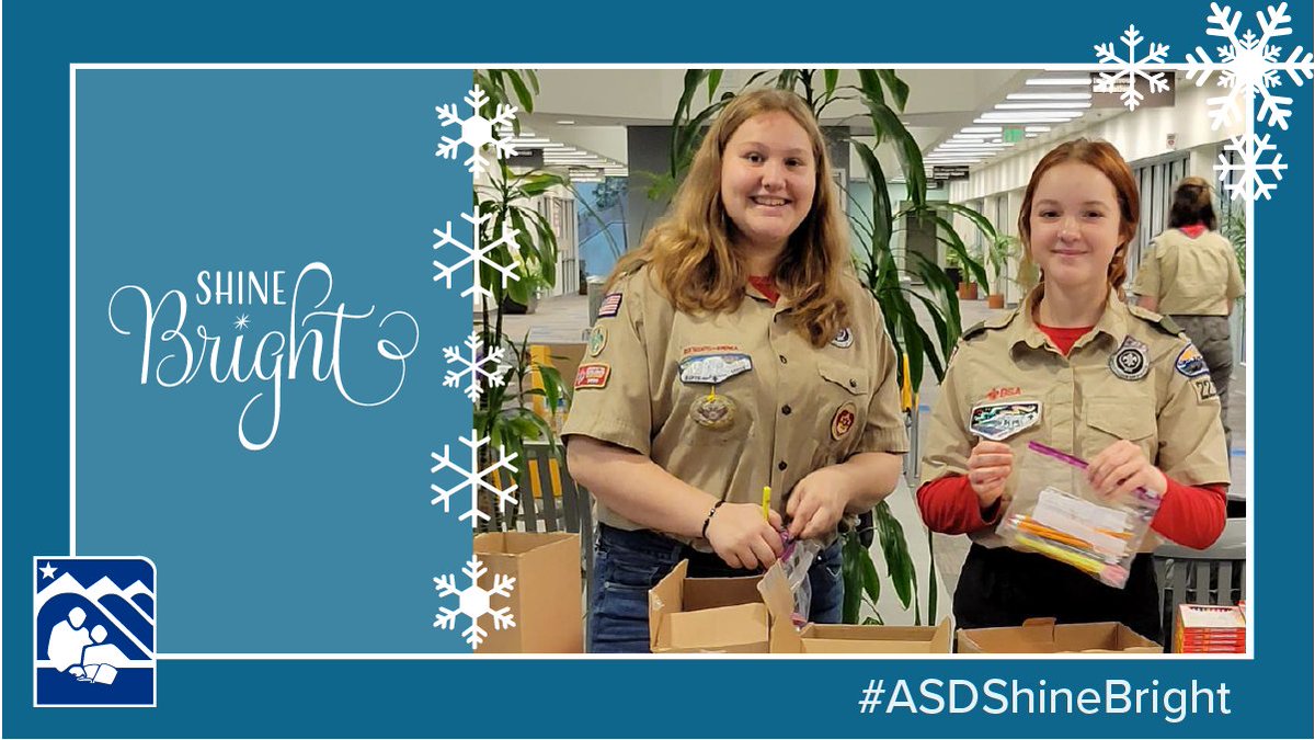 ASDschools's tweet photo. East High School and King Tech student Briana Dupree with Boy Scouts Troop 2230/230 in Eagle River completed her Eagle Scout project by filling 300 backpacks for Child in Transition students. She was helped by some of her fellow scouts.
#ASDShine Bright #givingback #Alaska https://t.co/rKWS9XE8Ee