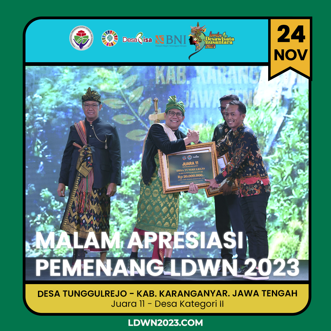 ldwn2024's tweet photo. Selamat kepada "DESA TUNGGULREJO, KABUPATEN KARANGANYAR, JAWA TENGAH yang berhasil menerima penghargaan sebagai JUARA 11 untuk DESA KATEGORI II dalam Lomba Desa Wisata Nusantara 2023.

#KemendesPDTT
#LDWN2023
#Lombadesawisatanusantara2023
#berwisatakedesaaja https://t.co/TX4C8NETbR