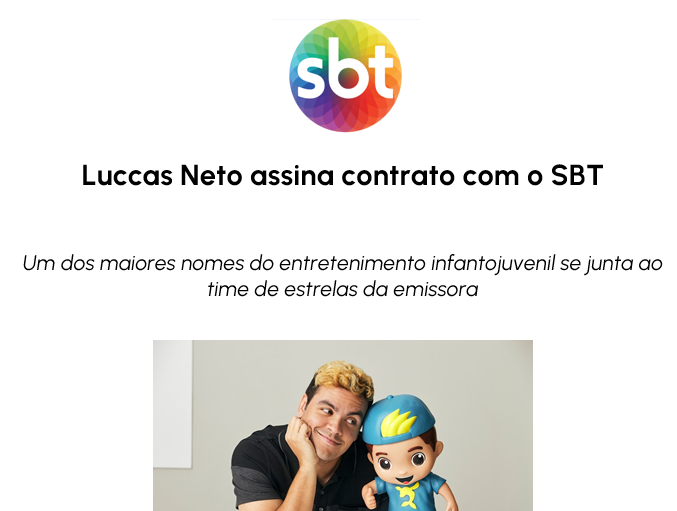 Luccas Neto assina contrato com o SBT