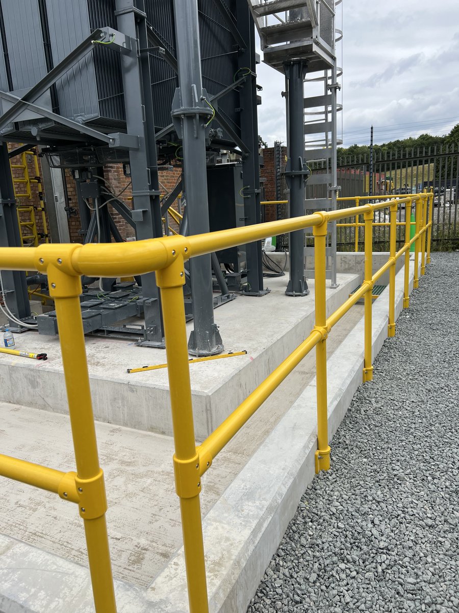 StepOnSafety's tweet photo. Nice little project at Hurst Substation completed recently; SafeClamp Handrail, bund access steps, a cat ladder and a small trench cover. And all made from long-lasting #GRP. https://t.co/FXihIkZpcB