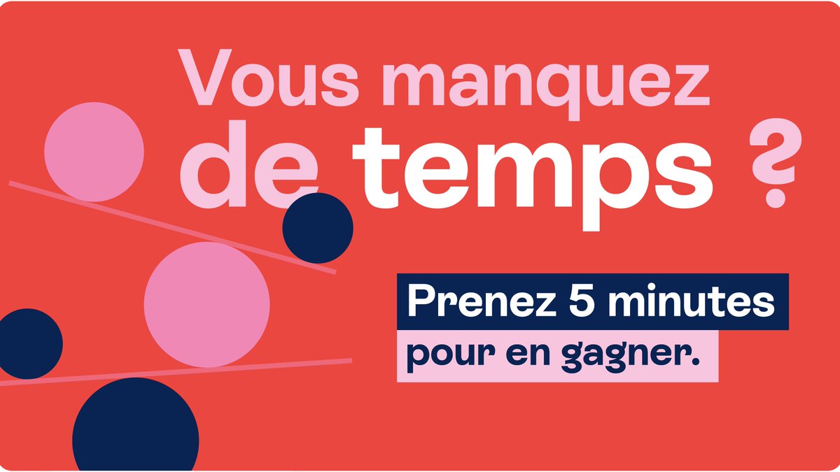 lecese's tweet photo. 🕗 Vous manquez de temps ? Prenez 5 minutes pour en gagner !

⏳Répondez à notre grande enquête sur l’équilibre entre vie pro &amp; vie perso
👉 https://t.co/J0ZimXehT5 https://t.co/4grwLd1GxD