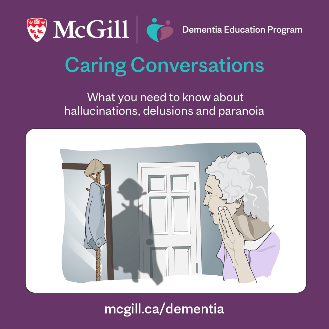 On our next #CaringConversations free online forum, learn why #hallucinations, #delusions and #paranoia occur with #dementia, and tips for how to respond to each situation. Join us Nov. 28 at 10 am EST. Info & registration: mcgill.ca/x/Ubn