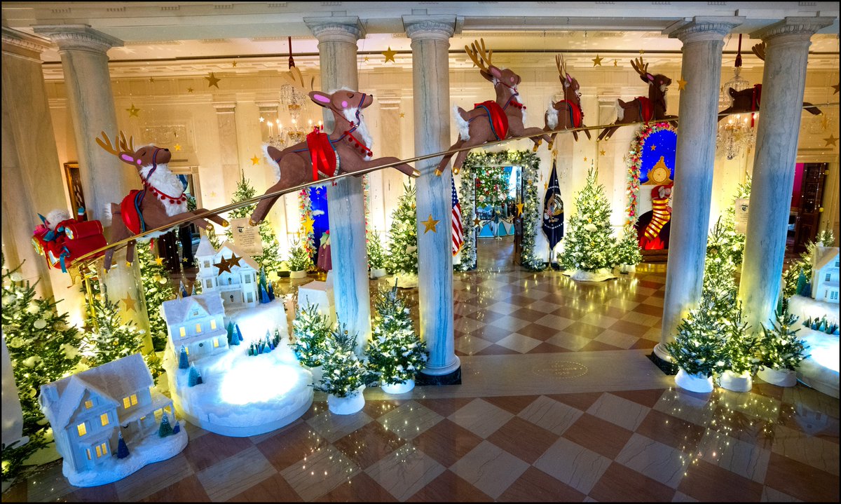 'Magic, Wonder & Joy' is seen in The Cross Hall of the White House during a press preview of the 2023 Holidays at the White House. @POTUS @FLOTUS