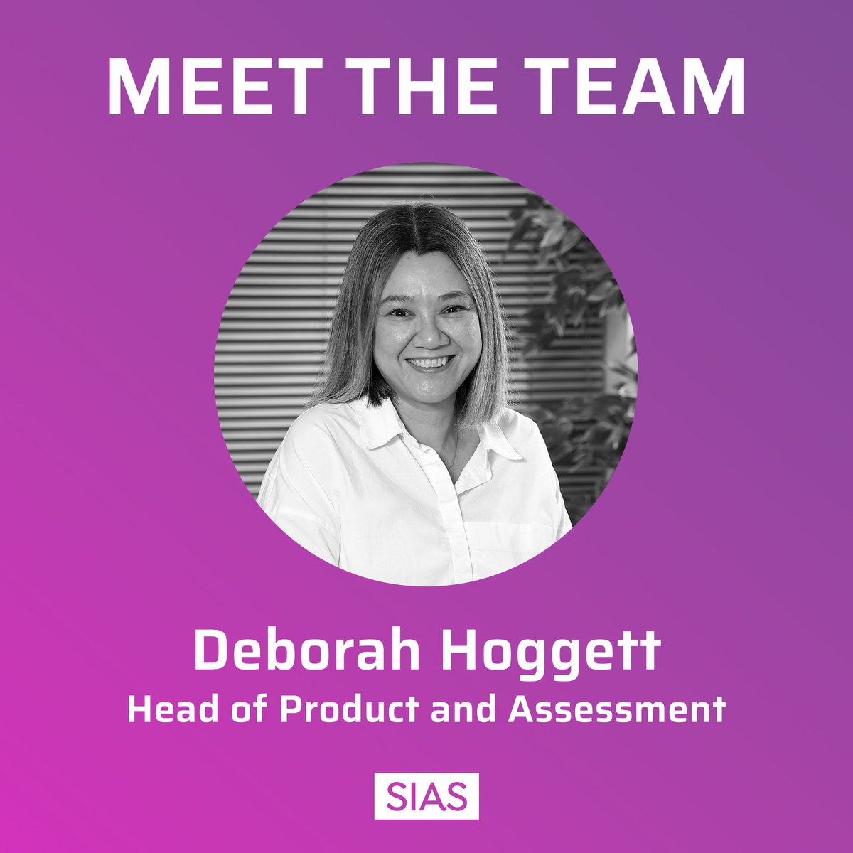 SIAS_EPA's tweet photo. We are delighted to introduce Deborah Hoggett, SIAS’s Head of Product and Assessment. Click to the link to find out more about her. 

https://t.co/q76ENUChvx

#meettheteam #EPAO #doingthingsdifferently https://t.co/p18sCDZj4V