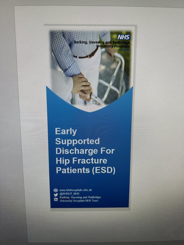 Great news! A new Early Supported Discharge Team has started at Queen’s Hospital! Providing early rehabilitation in patient’s homes after hip fracture surgery. The service can support people home sooner, avoid wait times, and is a addition to current pathways. Well done team!!!