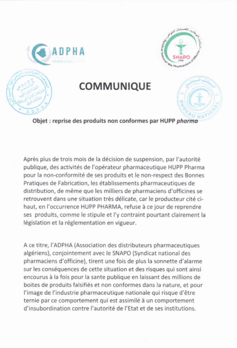 SNAPO_OFFICIEL's tweet photo. Communiqué commun #SNAPO #ADPHA #hupp https://t.co/0D8lQolQfM