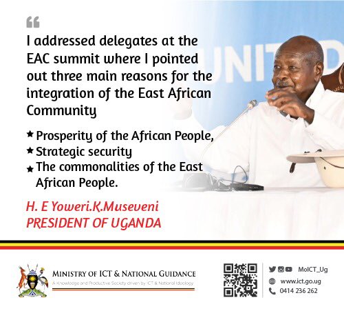 The president of Uganda, H.E @KagutaMuseveni addressed the delegates at the EAC summit on the operations of the Community and also pointed out three main reasons for the integration of the East African Community. #Musevenomics @MoICT_Ug @DMU_Uganda @azawedde @MosesWatasa