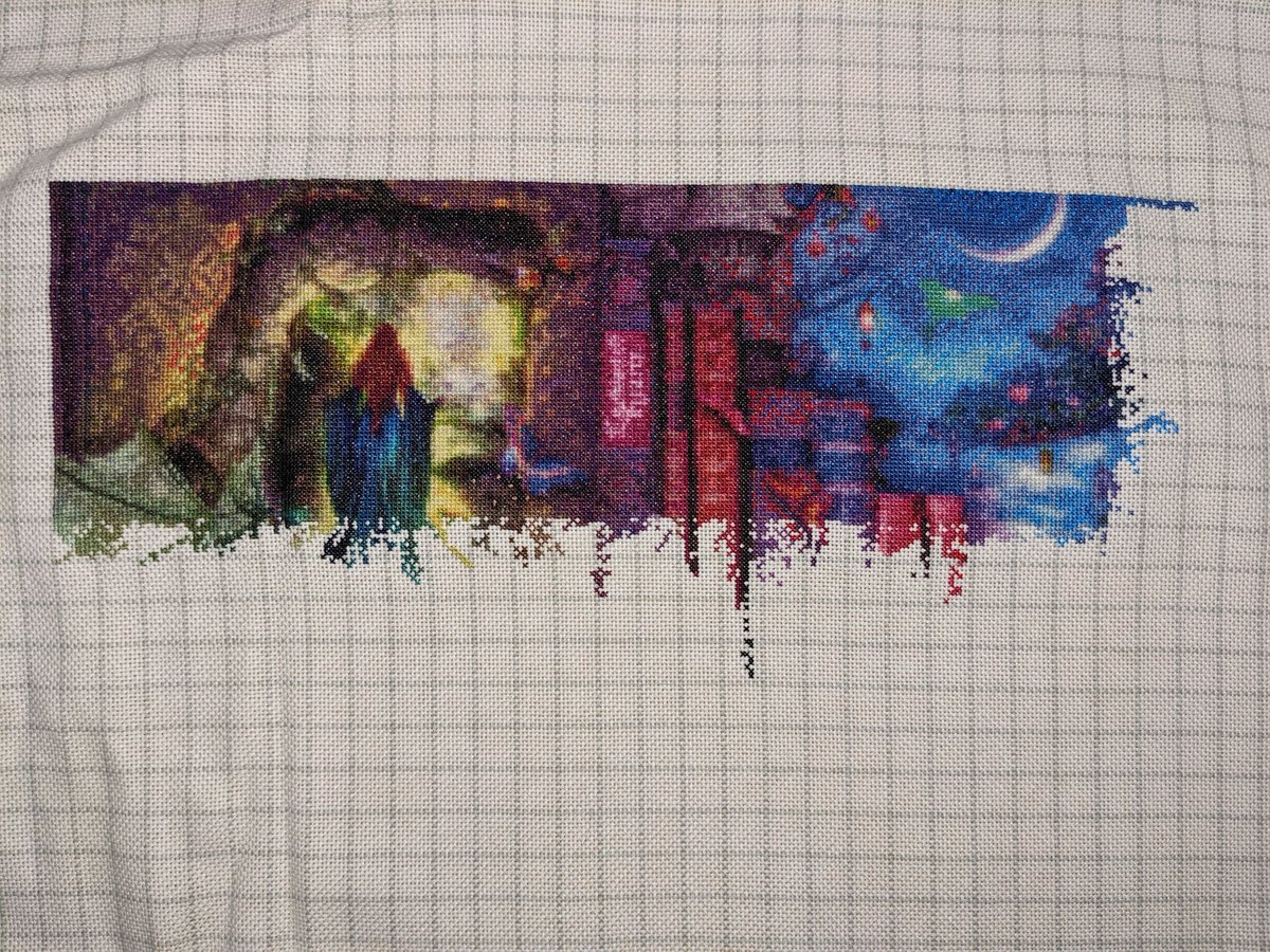 NoGenreLeftBhnd's tweet photo. Finished with page 4!!! Around 250 hours so far and at 3.5% complete. Still lots and lots to go, but I'm really loving it - The Grand Library by Aimee Stewart from #HAED. 

#SuperSized #MaxColor #HeavenAndEarthDesigns #FullCoverage #CrossStitch #FandomStitching #TeamEnts https://t.co/08DnfF2Trr