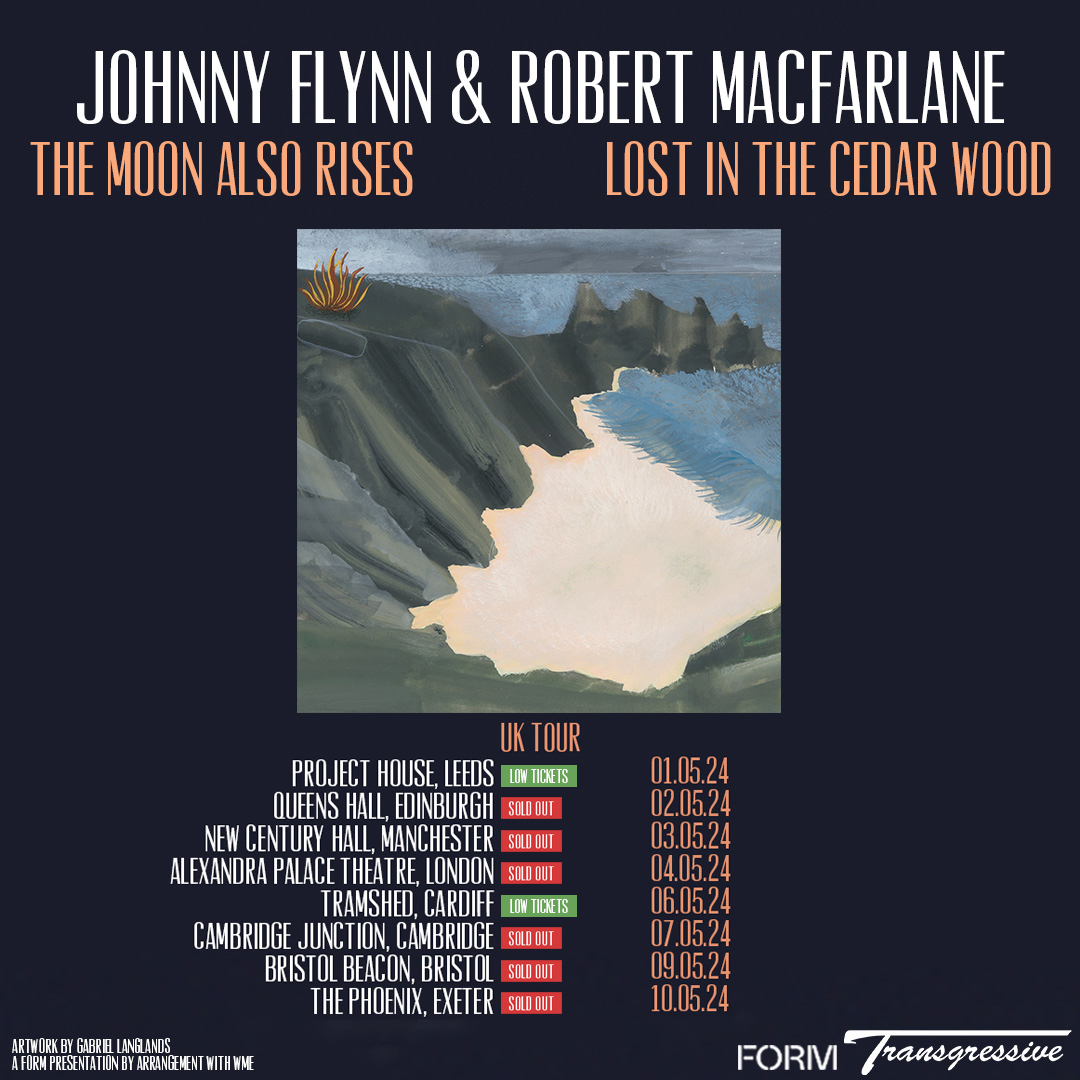 Six out of eight of Johnny and @RobGMacfarlane's UK Tour dates 2024 are now sold out. Low tickets for Leeds and Cardiff remaining: linktr.ee/johnnyflynn