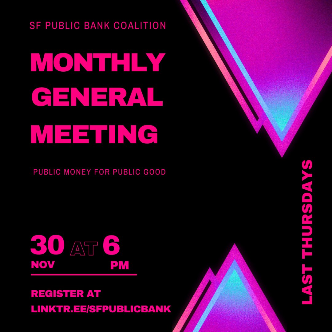 Join us this week! Get all the latest updates, have your questions answered, share your ideas, and sign up to hit the streets with us for our first in person volunteer opportunity in a while. linktr.ee/SFPublicBank