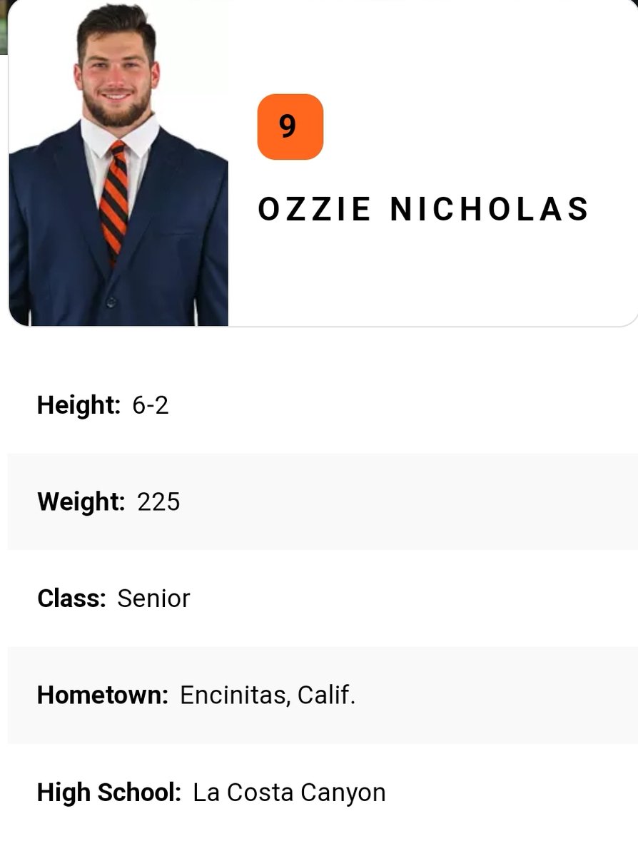 Princeton LB Ozzie Nicholas entered the portal as a grad transfer; the All-Conference performer totaled 179 tackles, 10.5 TFL and 5.5 sacks in his last 20 games @Ozzie_Nicholas