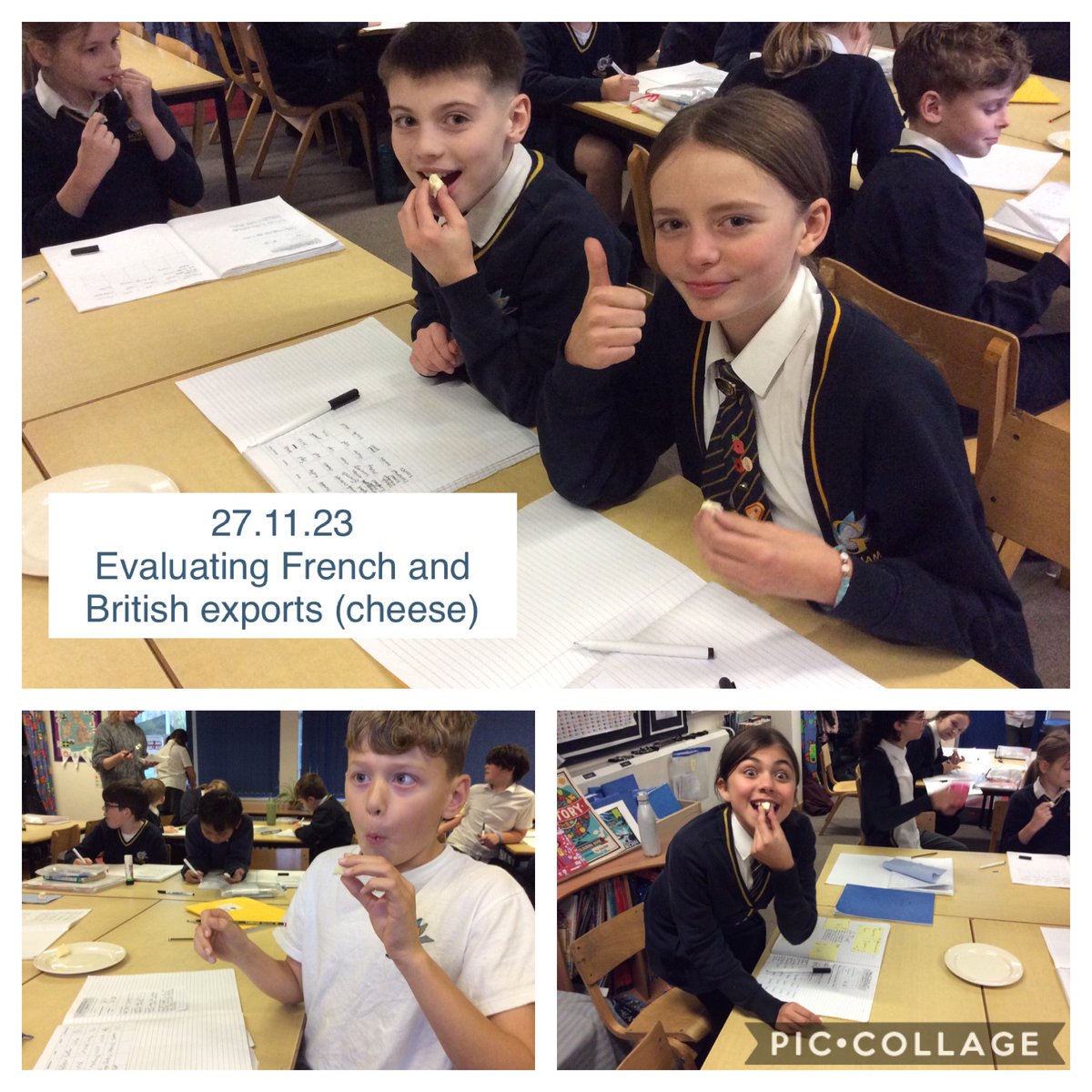 SchoolGotham's tweet photo. In Geography, Maple learnt about traded goods between the UK and France, investigating a key import and export - cheese! https://t.co/5xrG7ZaaL3