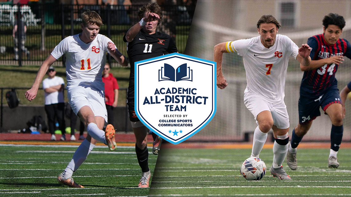 StormSports's tweet photo. The @SCmensoccer duo of Ben Reynolds and Andrew Russell earned @CollSportsComm Academic All-District honors. 

Russell picks up his second straight academic all-district award, while Reynolds collects his first. 

📰 https://t.co/KTRadmWZW3

#rollriversMSOC https://t.co/ONuQPQpjDr