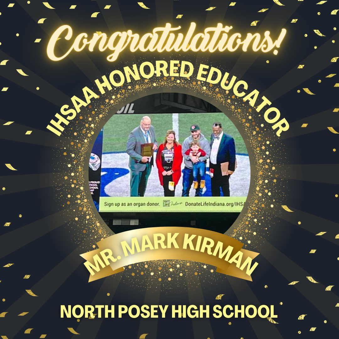 North Posey HS (@northposeyhs) on Twitter photo We are so proud of one of our very own earning the IHSAA Honored Educator Award! He was presented this award at the state finals game last Saturday.
Mr. Kirkman teaches U.S. History Honors, Government, Advanced Government, coaches We the People, and coaches Varsity Baseball. We are so proud of one of our very own earning the IHSAA Honored Educator Award! He was presented this award at the state finals game last Saturday.
Mr. Kirkman teaches U.S. History Honors, Government, Advanced Government, coaches We the People, and coaches Varsity Baseball.